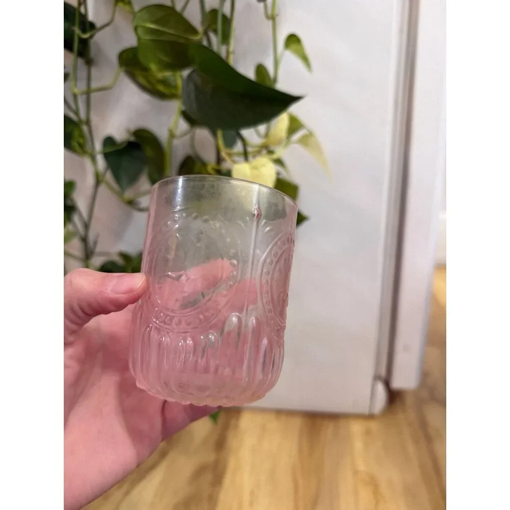 Textured Clear Glass Tumbler Cup